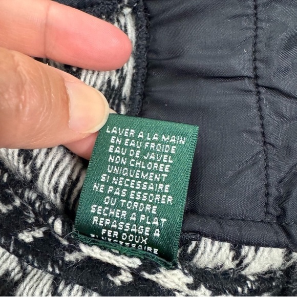 Lauren Ralph Lauren Black White Houndstooth Lambswool Moto Jacket Size M - Picture 7 of 12